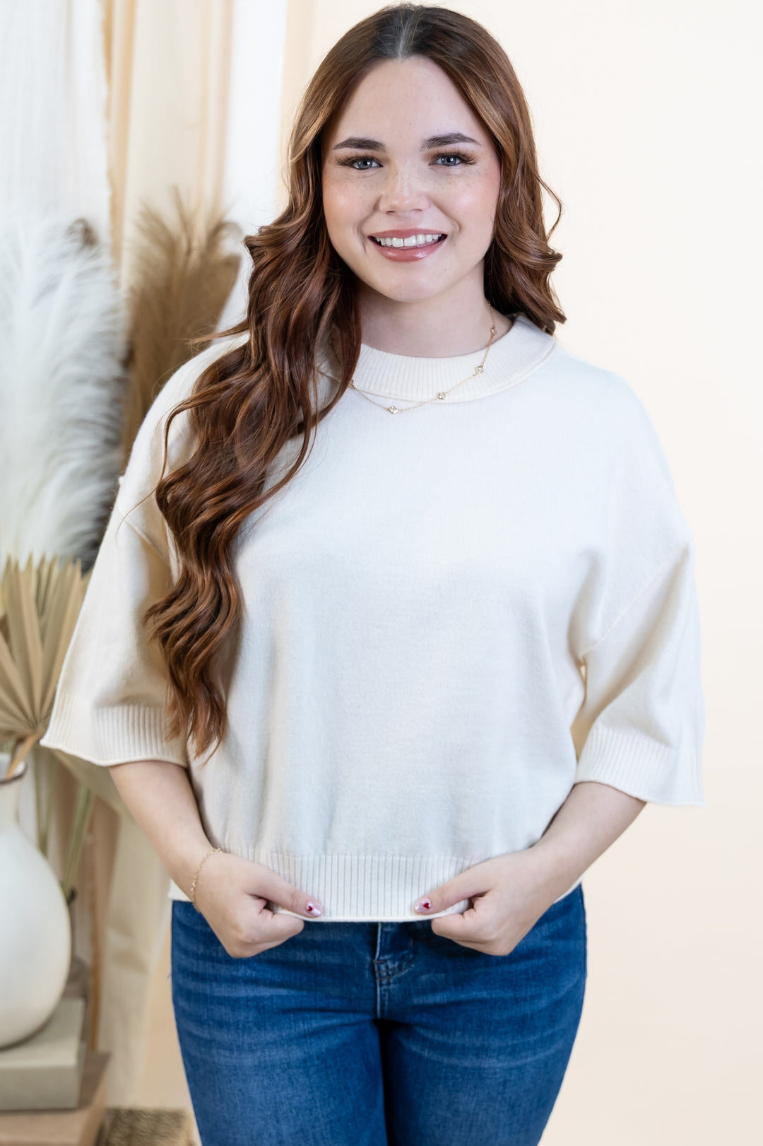 "Simple & Soft" Sweater Top (Cream)