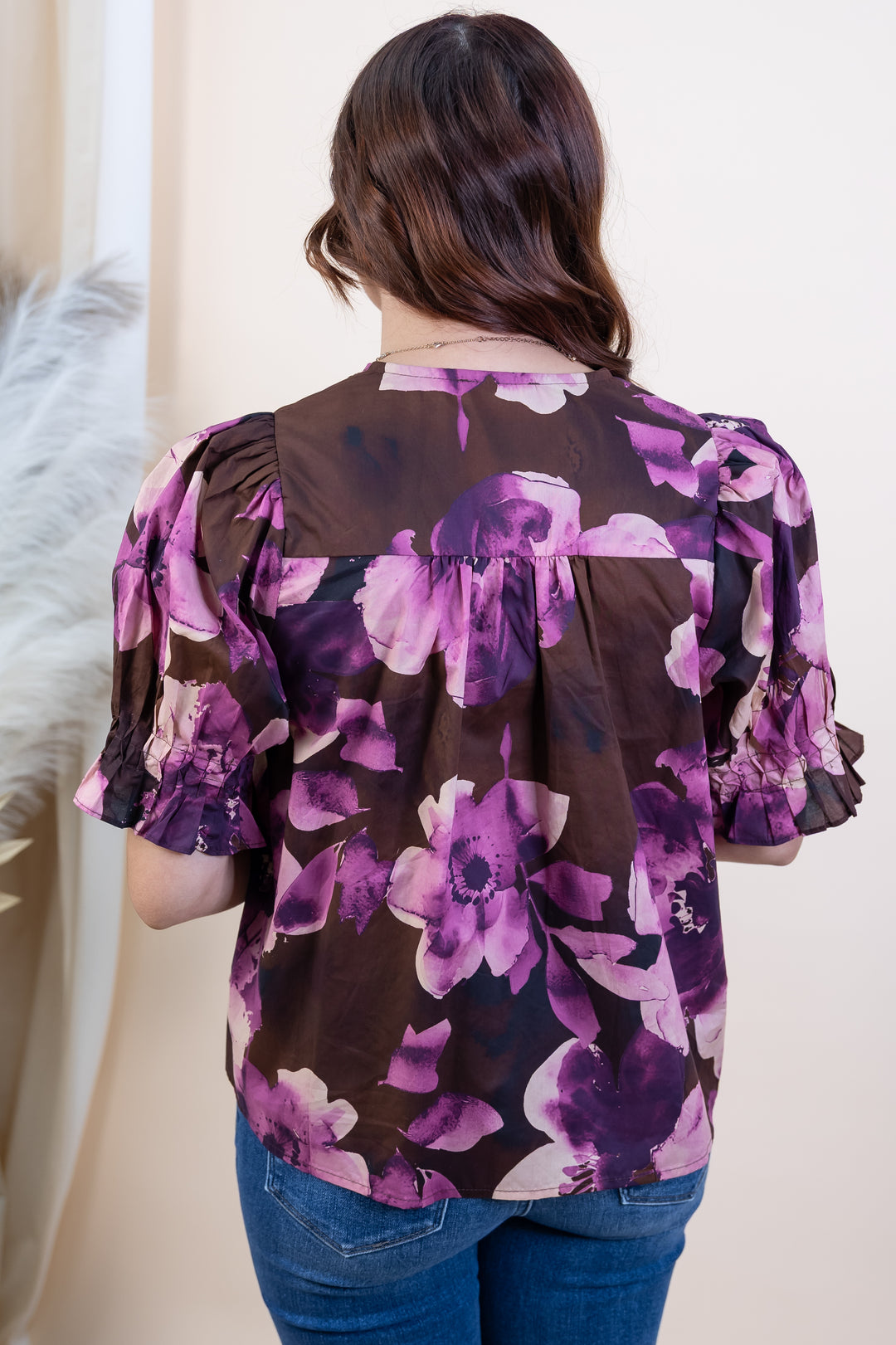 "Pretty Petals" Blouse (Brown)