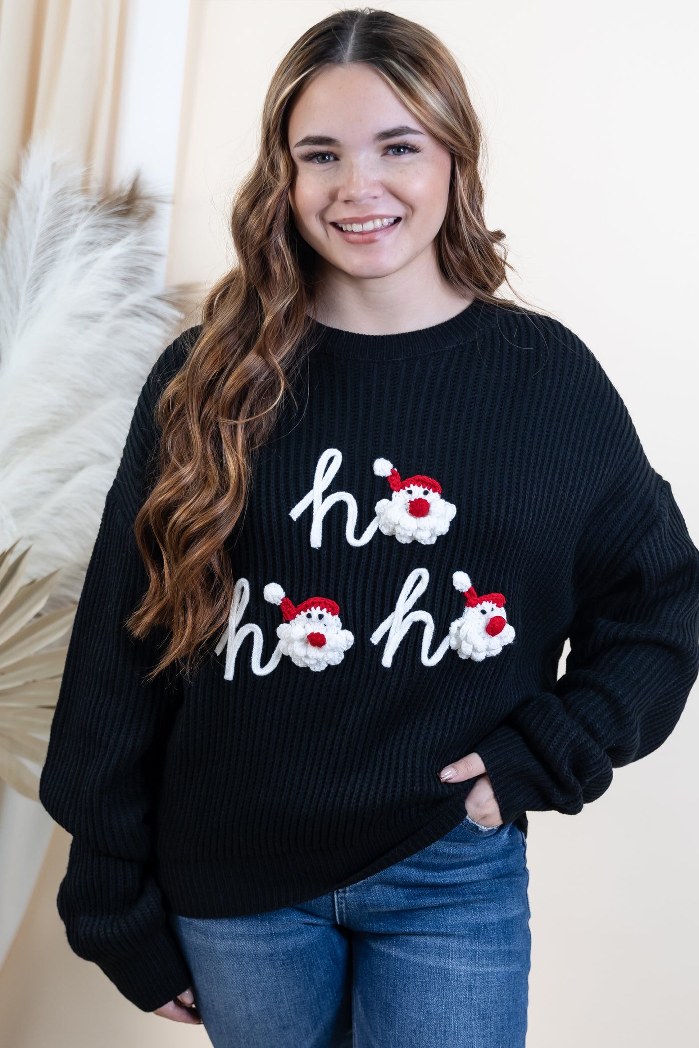 "Ho Ho Hooked" Sweater (Black)