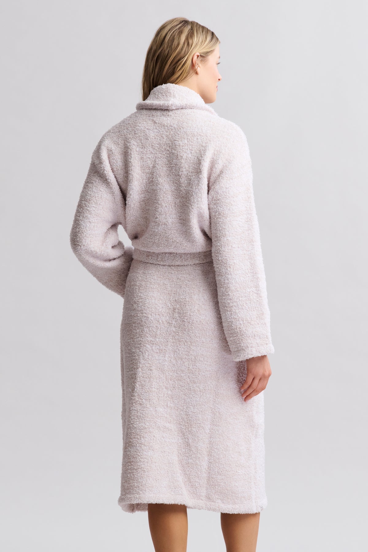 Barefoot Dreams Cozy Chic Robe (Heathered Stone/ White)