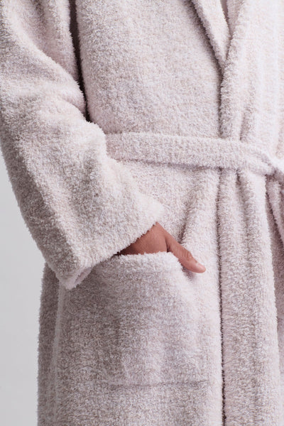 Barefoot Dreams Cozy Chic Robe (Heathered Stone/ White)