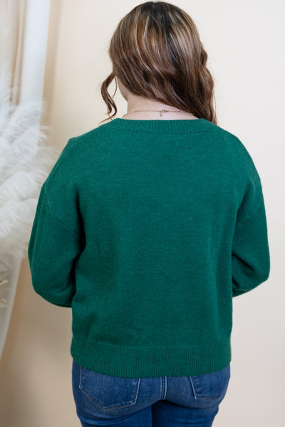 "Holiday Cheer" Sweater (Green/White)