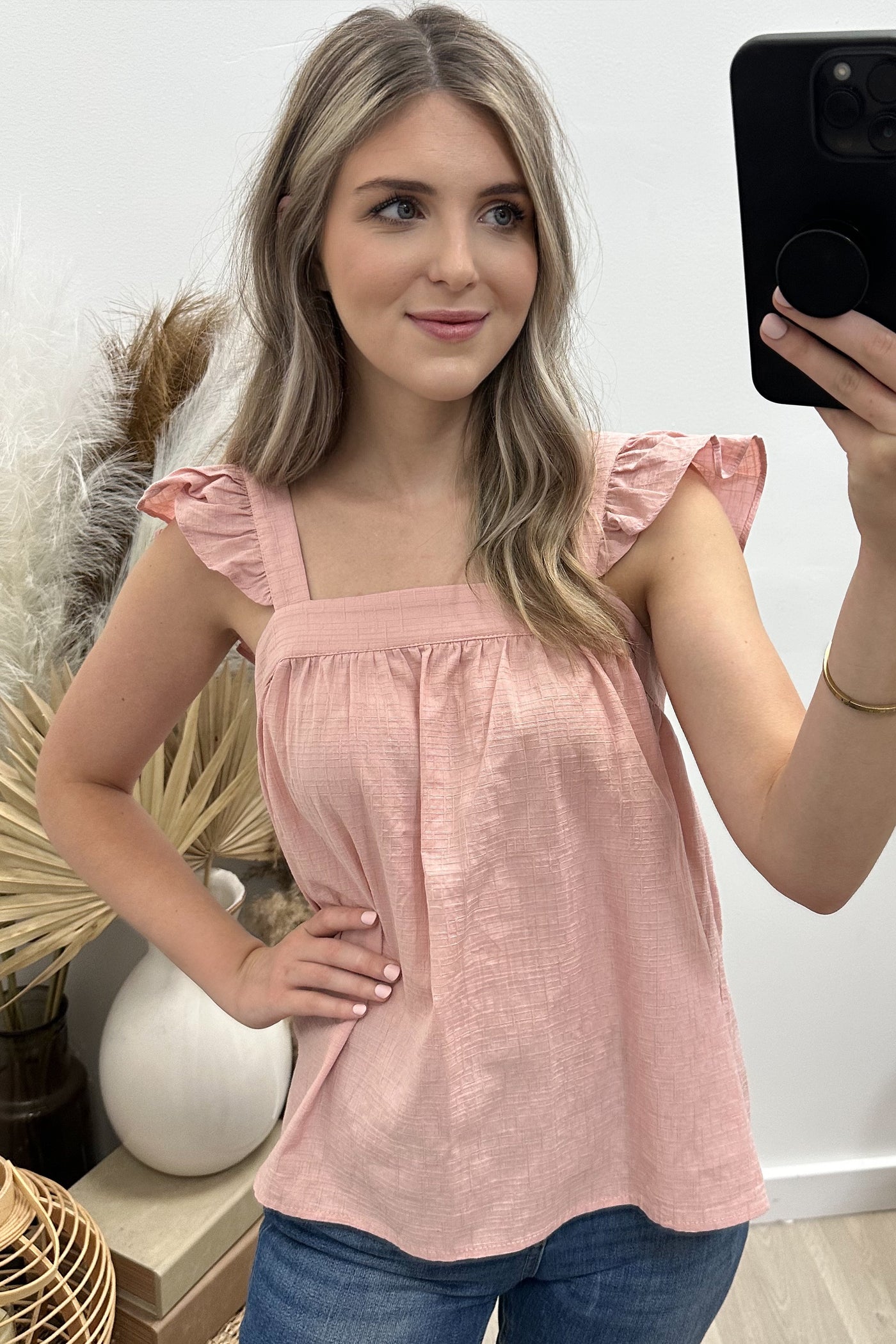 "Lingering Glances" Blouse (Blush)