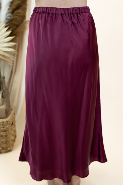 "Meant To Stay" Midi Skirt (Burgundy)