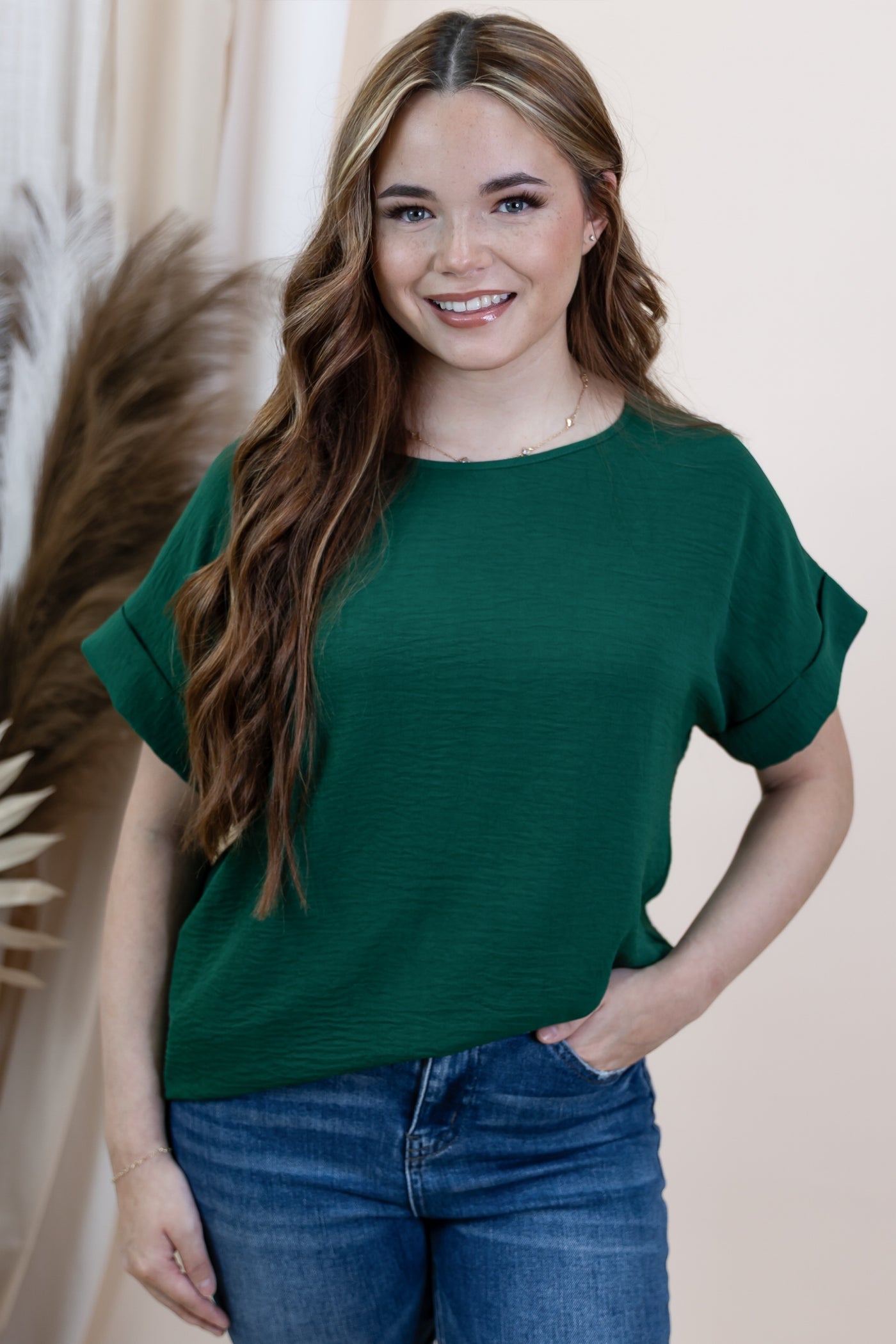 "Back To Business" Blouse (Hunter Green)