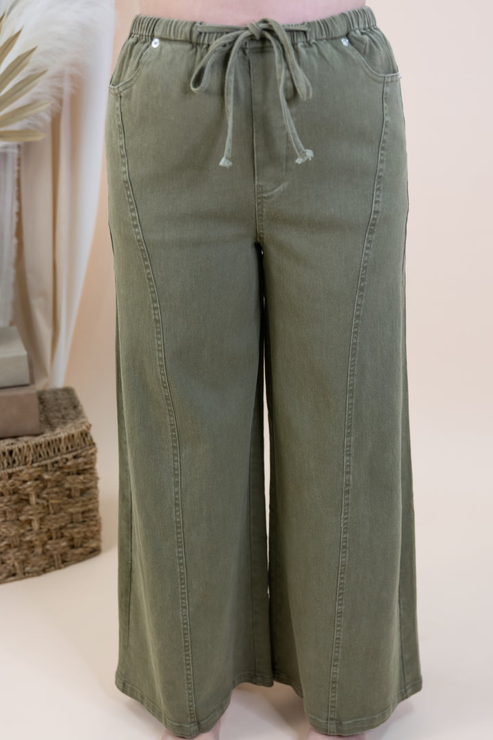 "Salt & Sage" Wide Leg Pants (Dry Herb)