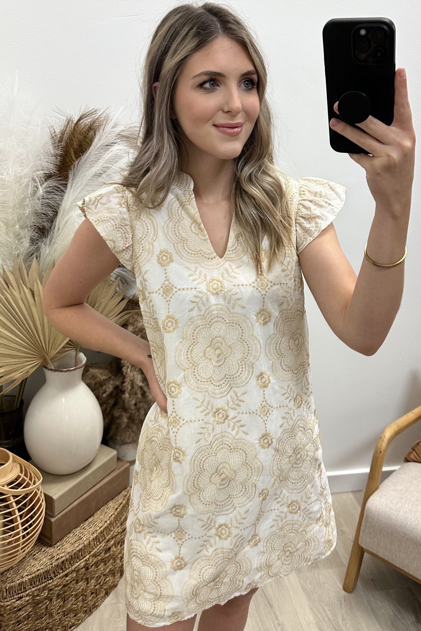 "Something To See" Dress (Ivory/Tan)