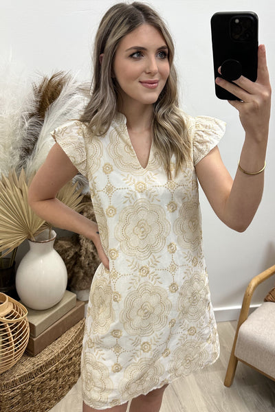 "Something To See" Dress (Ivory/Tan)