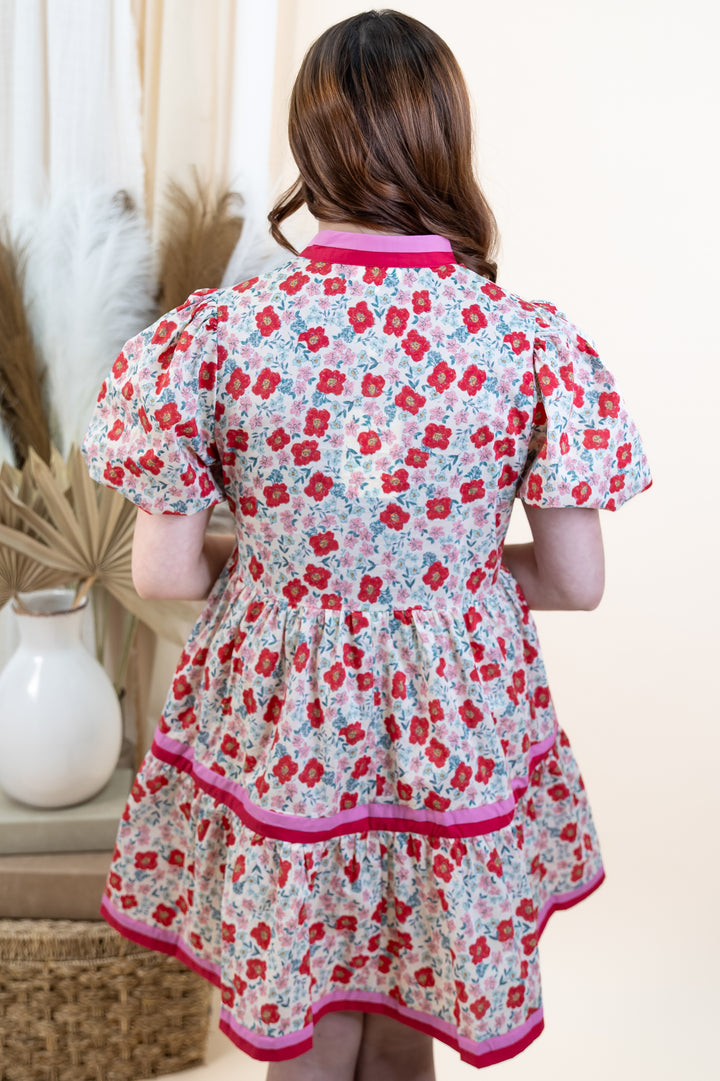 "Floral Fantasy" Dress (Red)