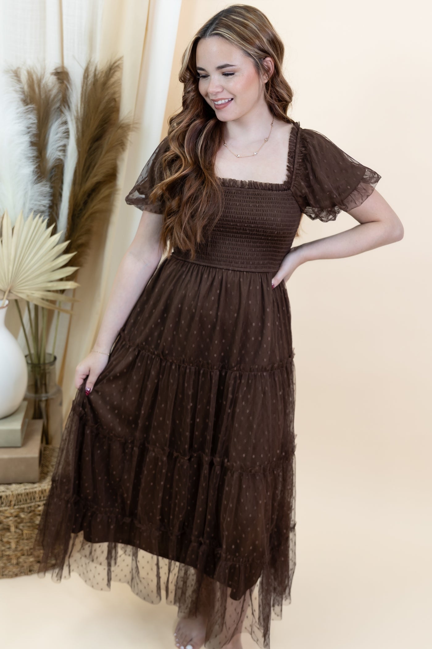 "Mocha Meadows" Dress (Brown)
