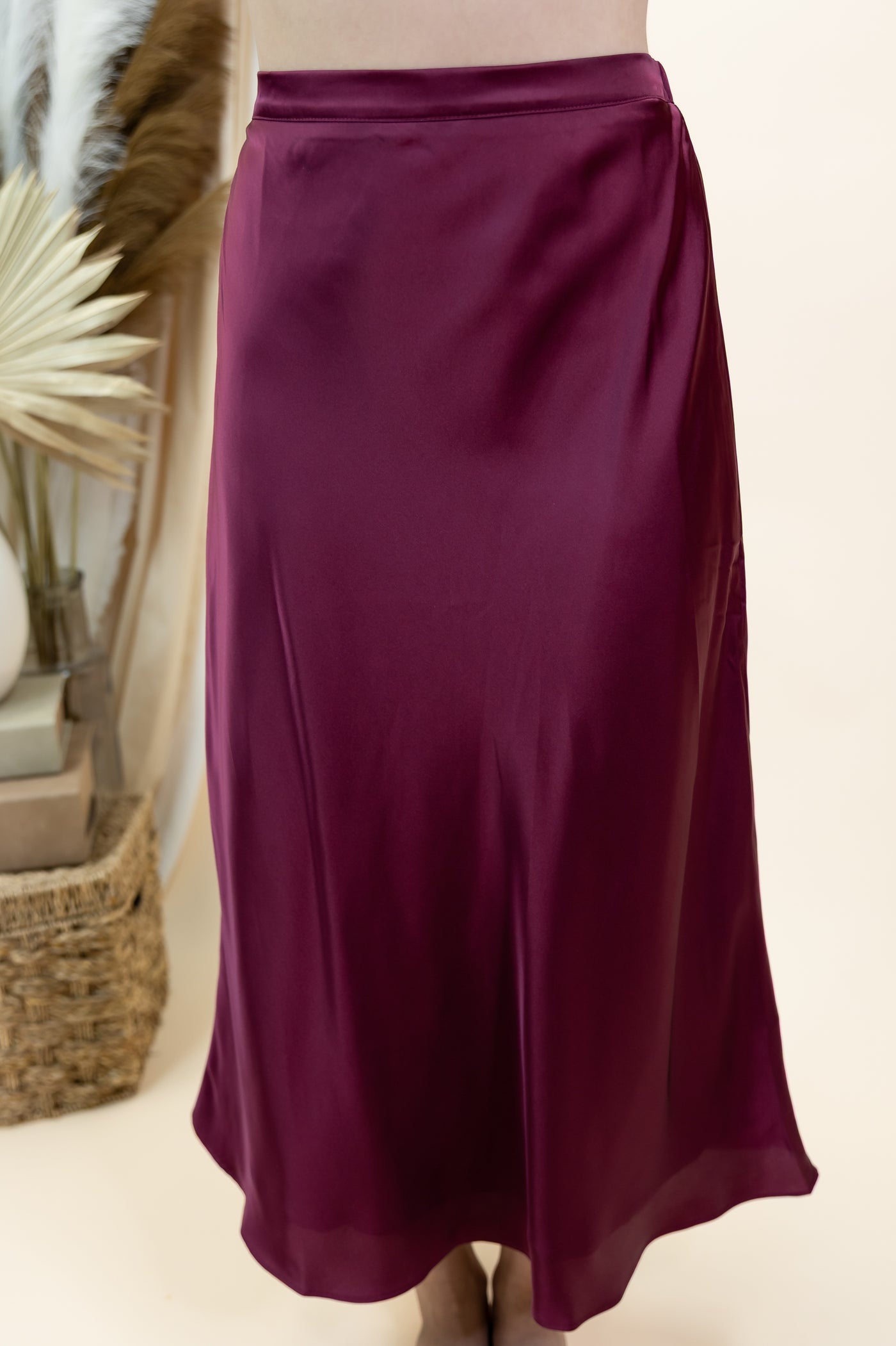 "Meant To Stay" Midi Skirt (Burgundy)