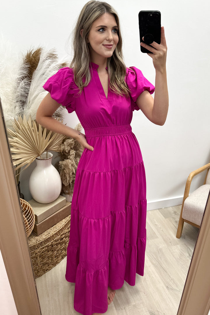 "Sunday Brunch" Maxi Dress (Magenta)