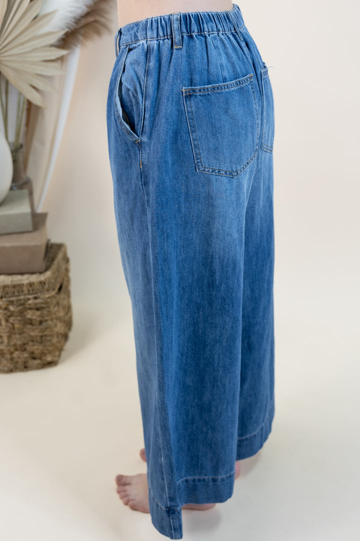 "Sunday Drives" Wide Leg Pants (Denim)