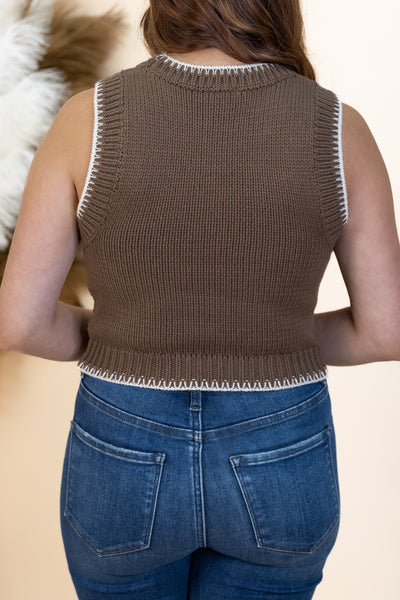 "Wait Awhile" Sweater Top (Mocha/Ivory)