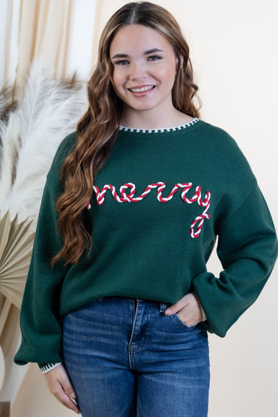 "Merry Mornings" Sweater (Hunter Green)