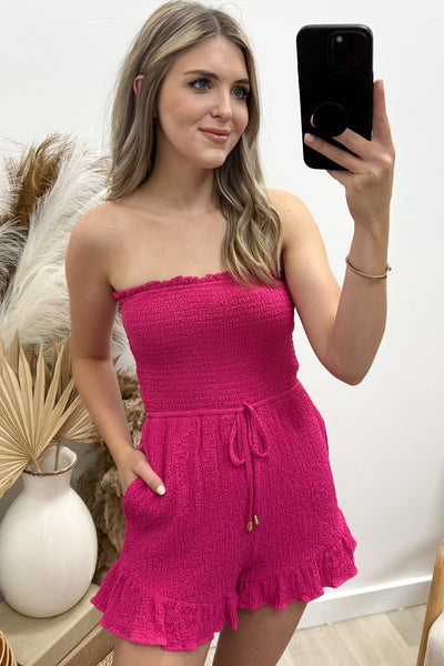 "Breezy Adventures" Romper (Hot Pink)
