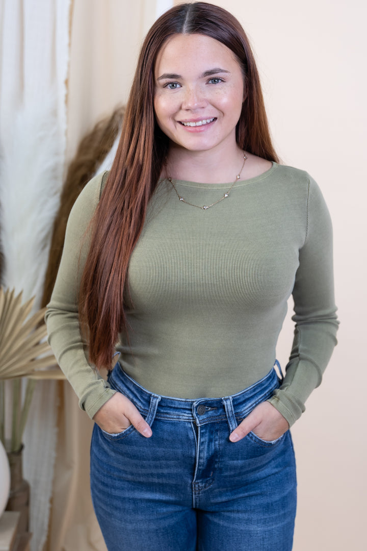 "Perfect Layer" Top (Light Olive)