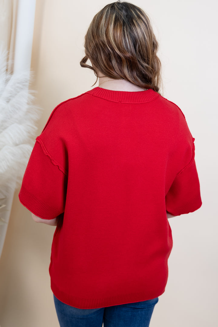 "Everyday Comfort" Sweater Top (Red)