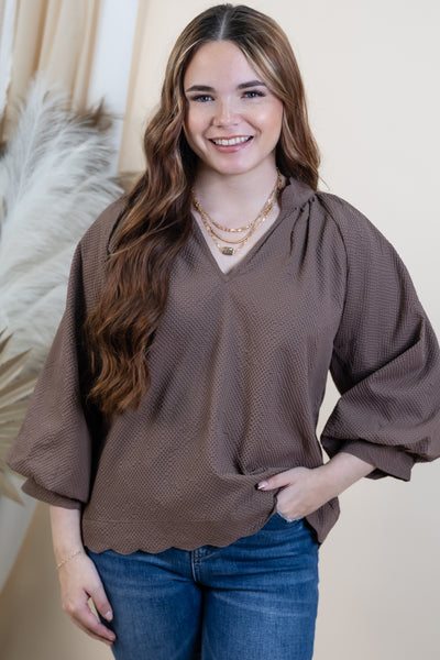 "It Always Works" Blouse (Chocolate)