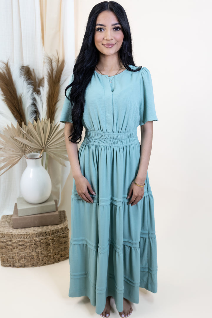 "Classic Charm" Dress (Sage)