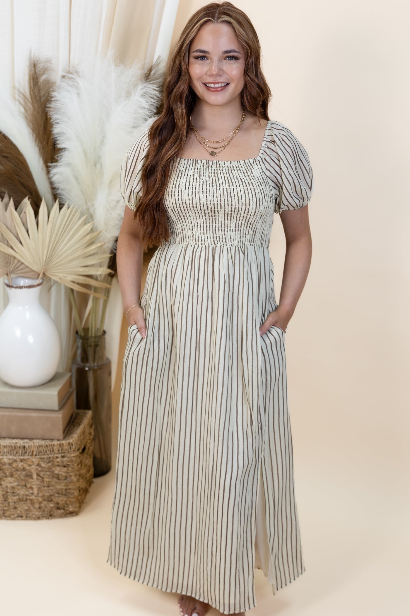 "Now & Then" Dress (Natural/Mocha)