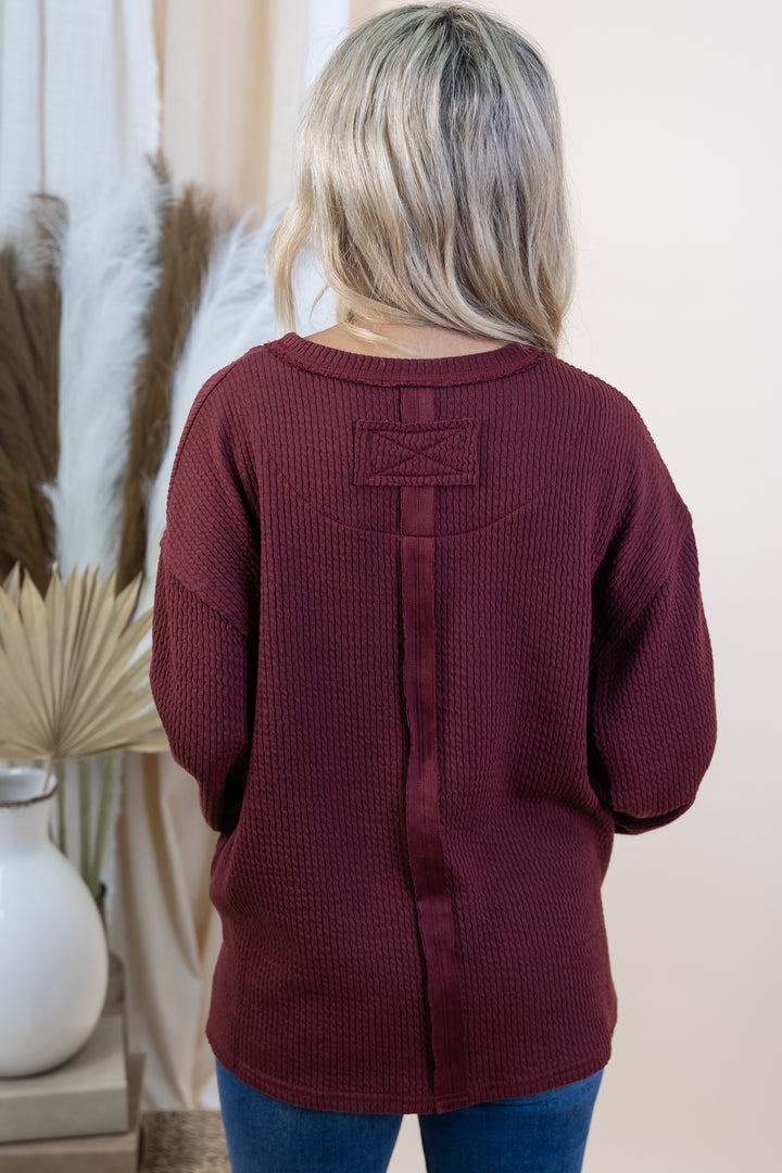 "Casually Cozy" Sweater (Burgundy)