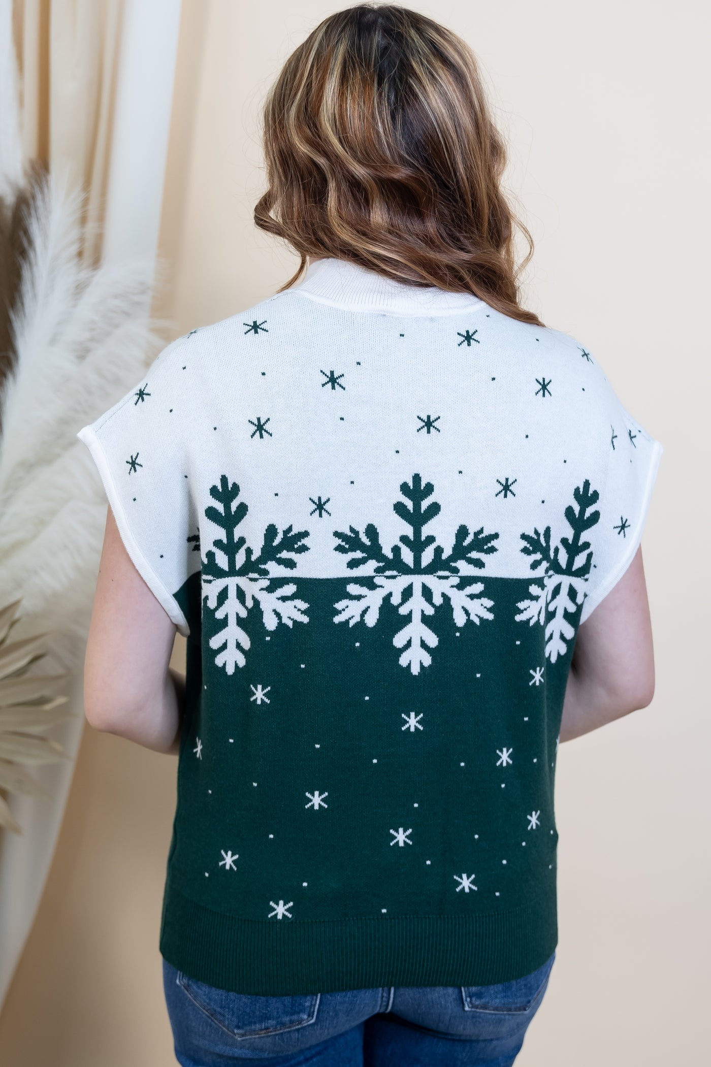 "Snowflake Kisses" Sweater Top (Hunter Green)
