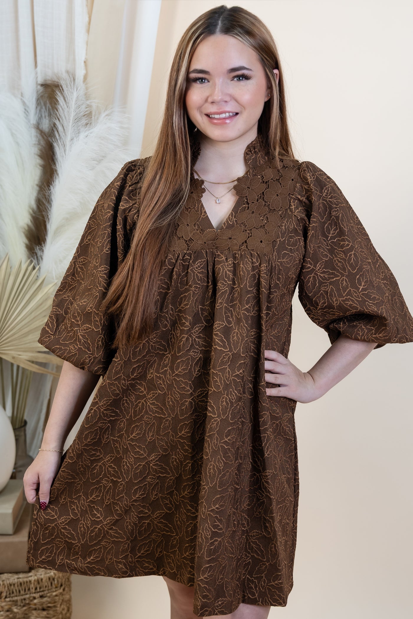 "Falling Leaves" Dress (Brown)