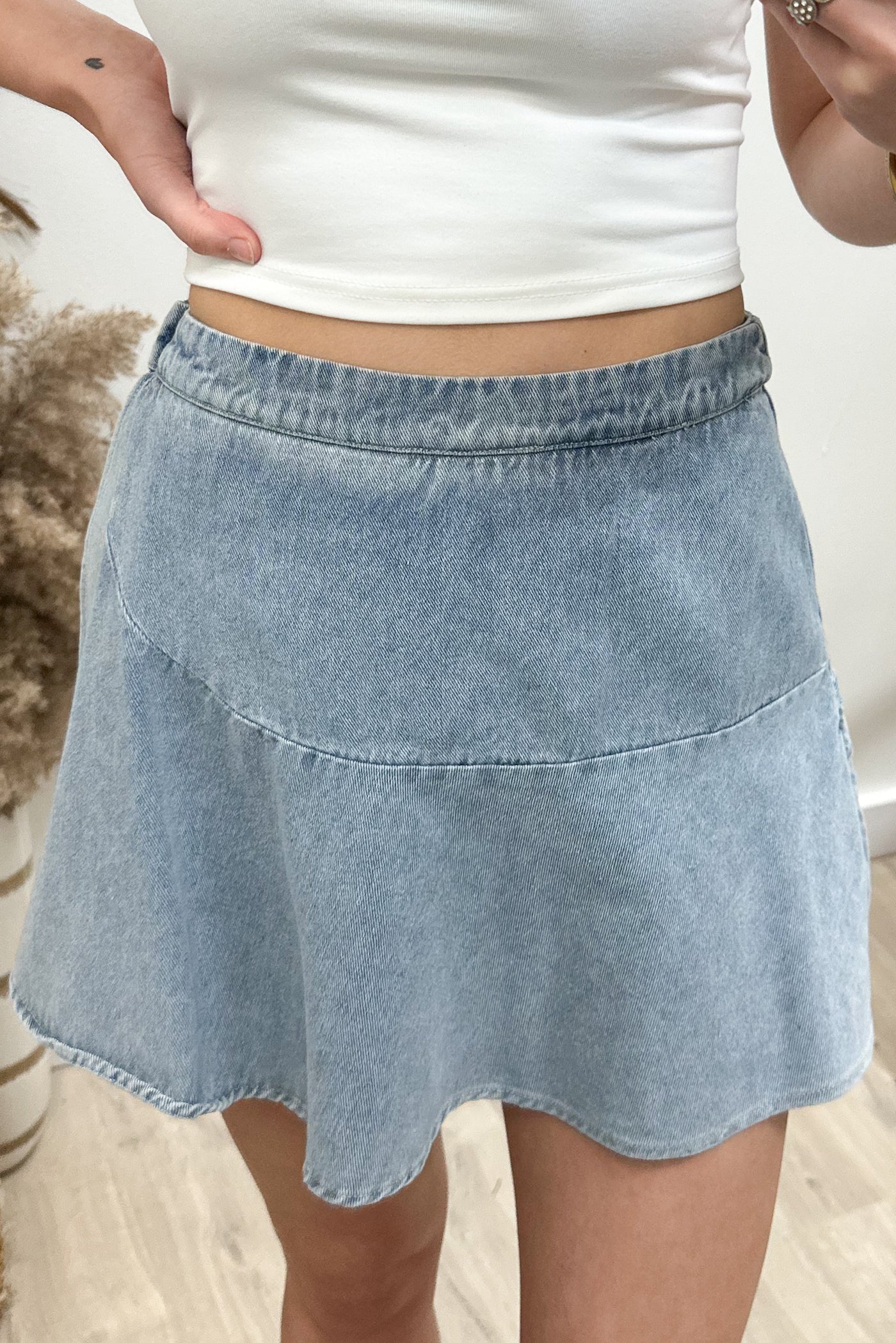 "Meet You There" Skort (Washed Denim)