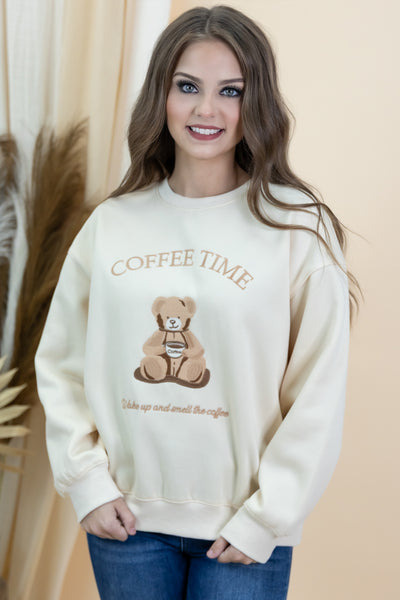 "Coffee Time" Sweatshirt (Cream)