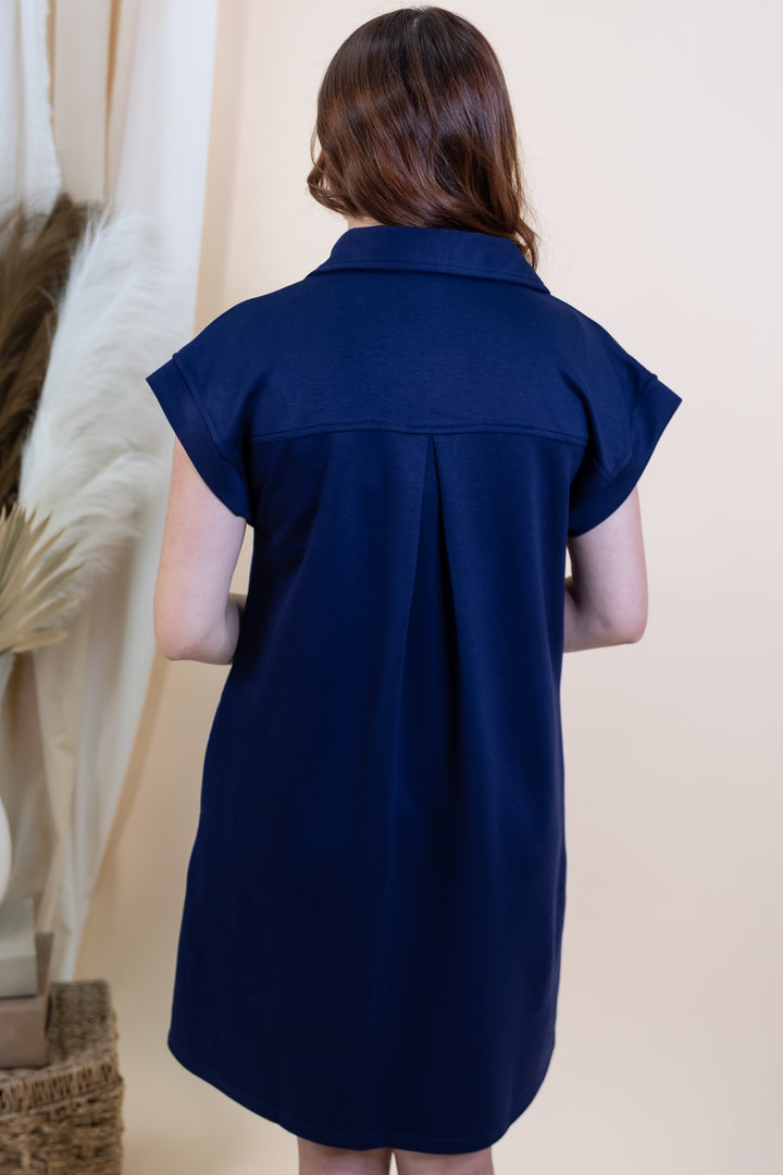 "Sleek & Simple" Dress (Navy)