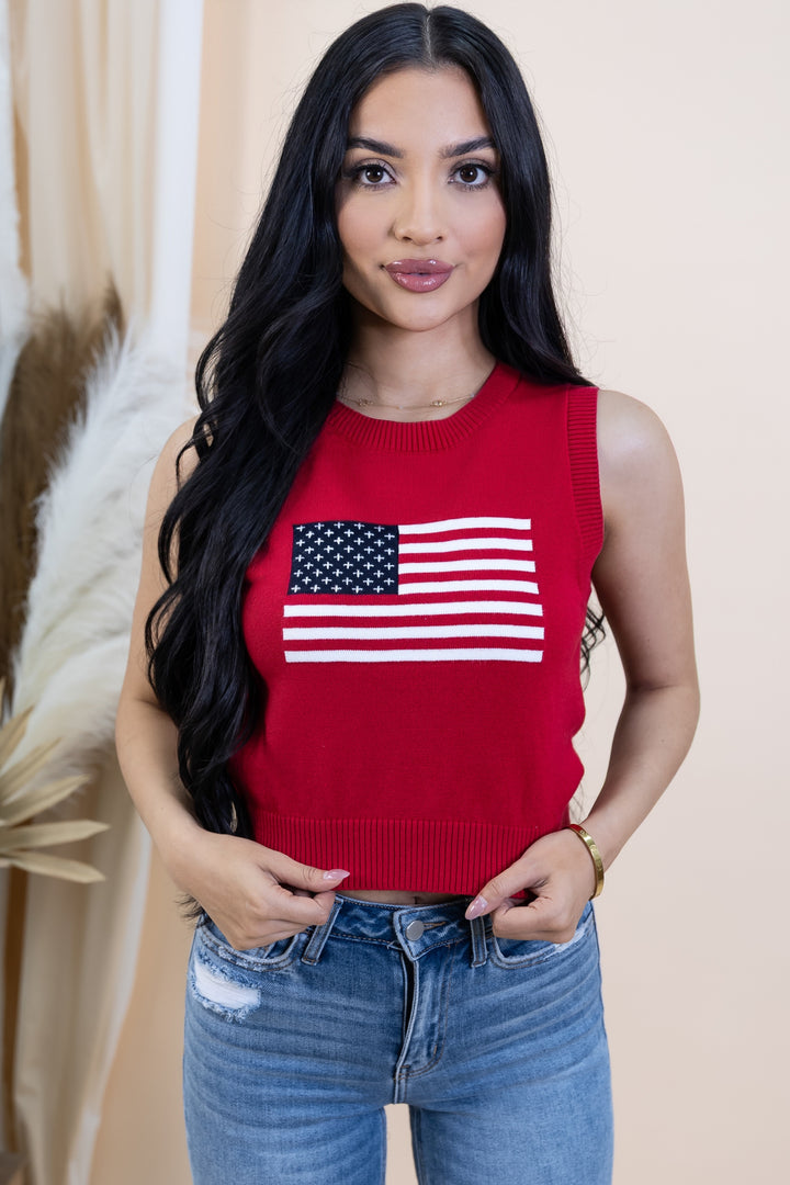 "Stars & Style" Sweater Top (Red)