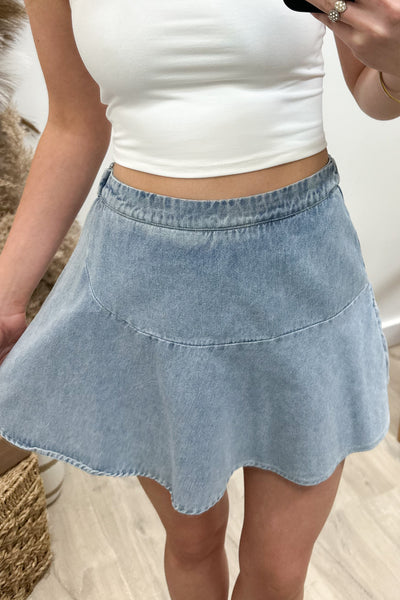 "Meet You There" Skort (Washed Denim)