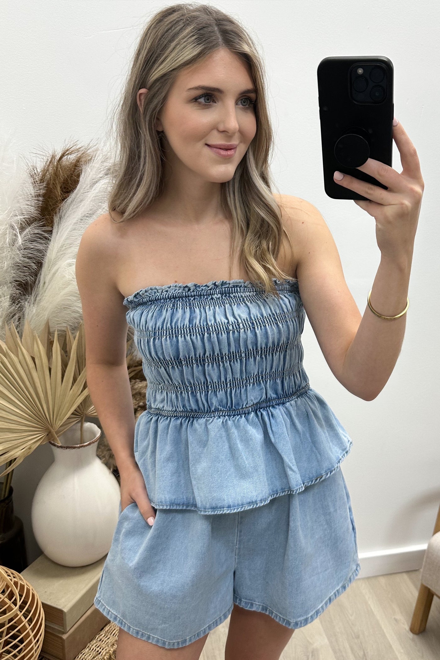 "Play It Cool" Romper (Denim)