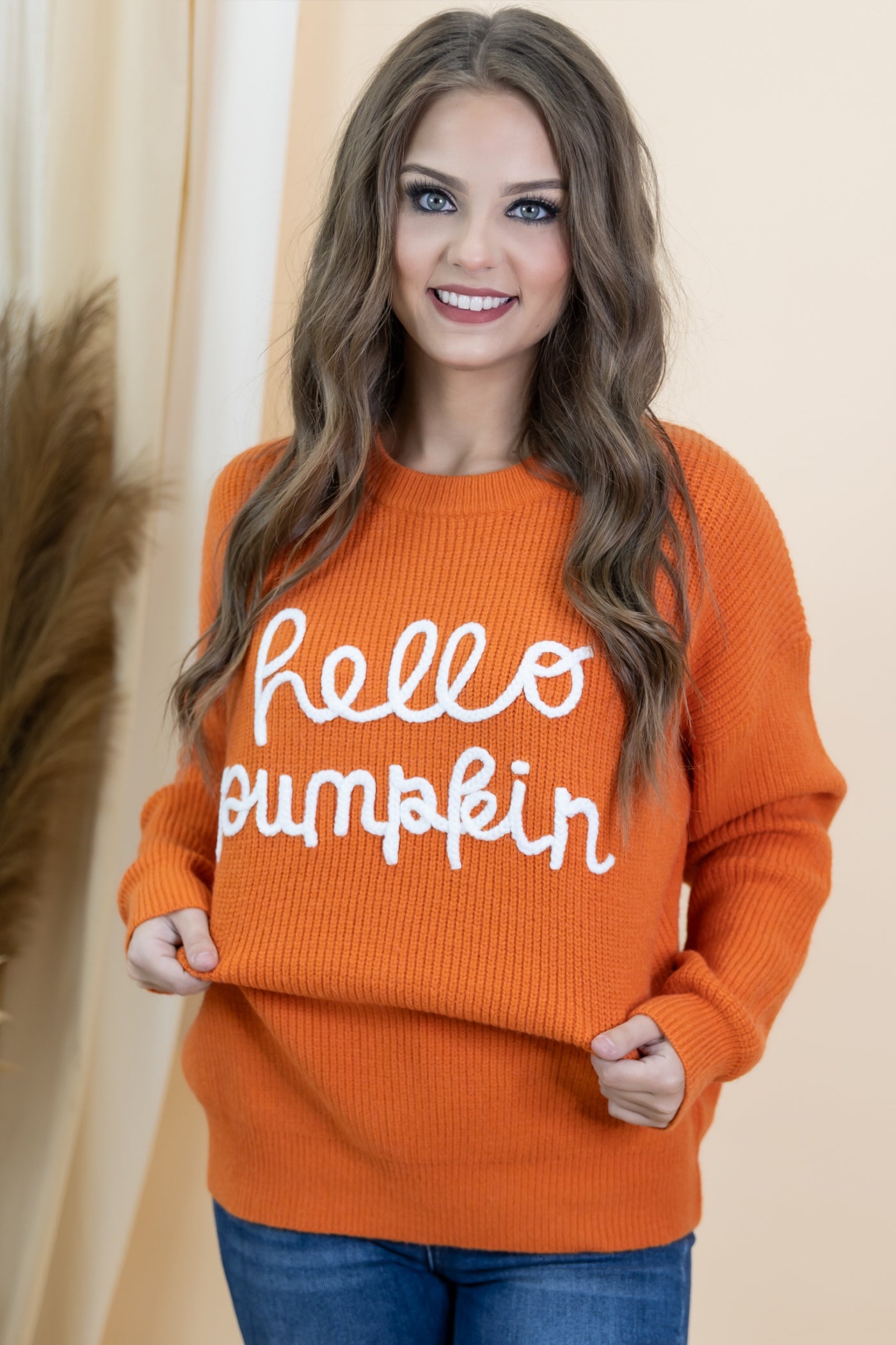 "Hello Pumpkin" Sweater (Burnt Orange)