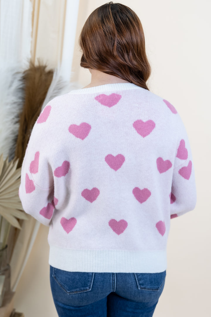 "Made For Love" Sweater (Off White/Pink)