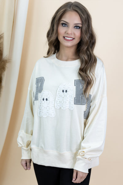 "Spooky Boo" Sweatshirt (Cream)