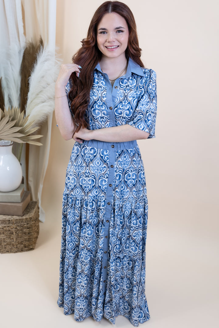 "Drift & Drape" Dress (Blue)