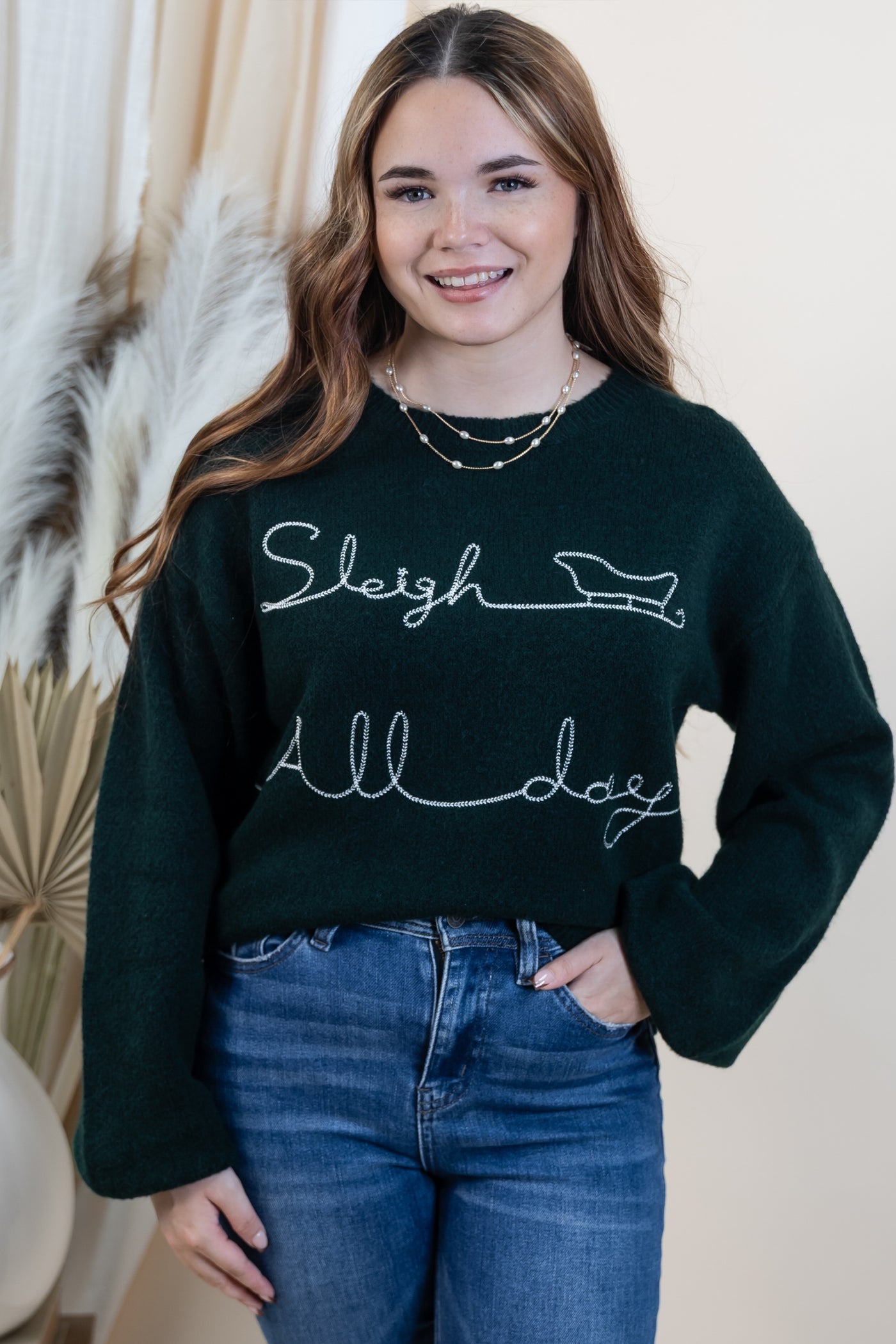 "Sleigh All Day" Sweater (Green)