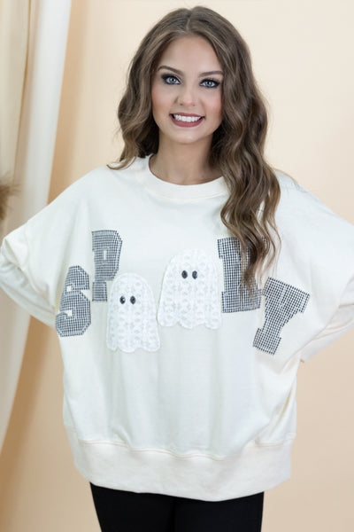 "Spooky Boo" Sweatshirt (Cream)