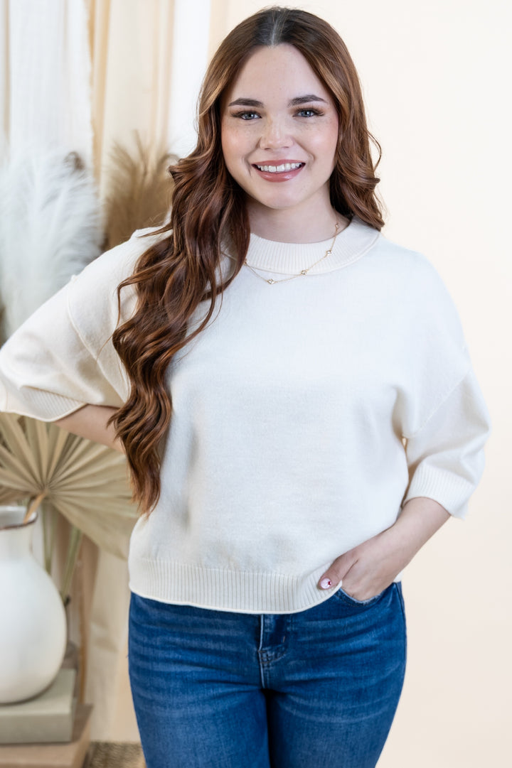 "Simple & Soft" Sweater Top (Cream)