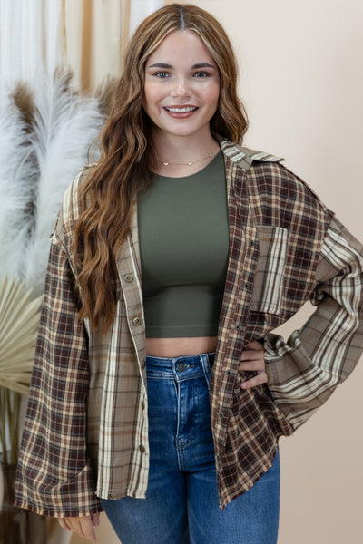 "Everyday Envy" Button Up (Brown Multi)