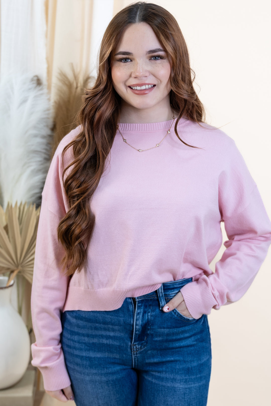 "Elevated Ease" Sweater (Petal Pink)