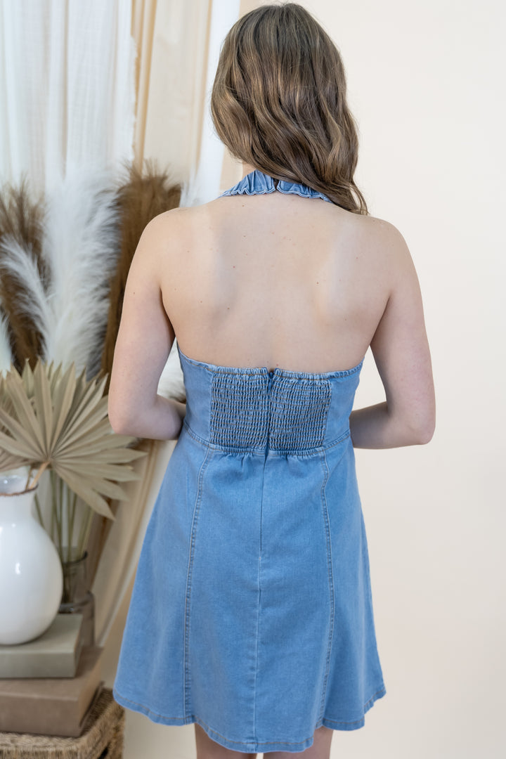 "Rodeo Rebel" Dress (Light Denim)