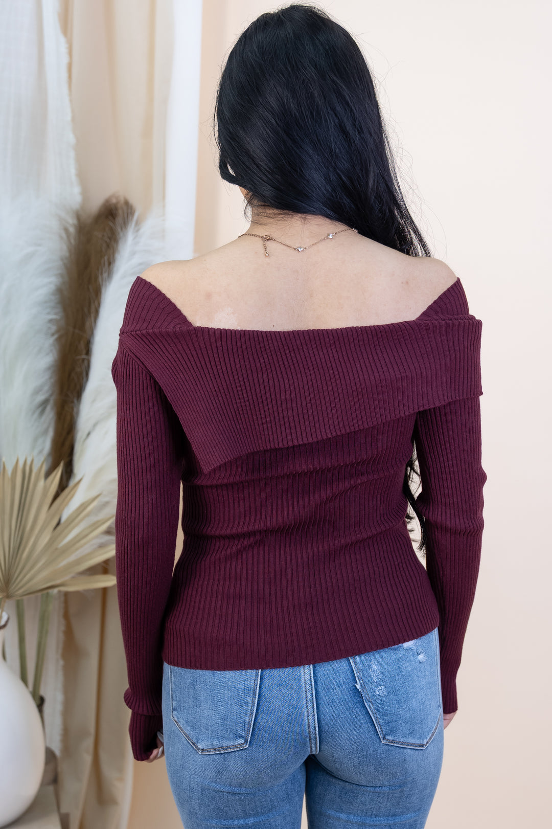 "Signature Fold" Sweater (Burgundy)