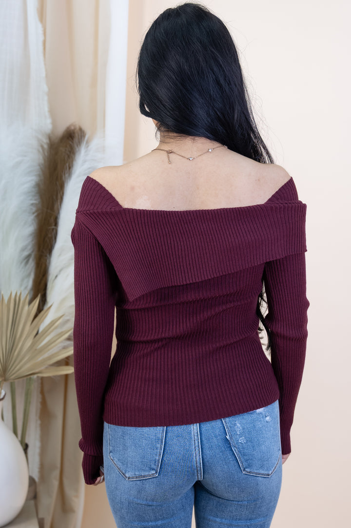 "Signature Fold" Sweater (Burgundy)