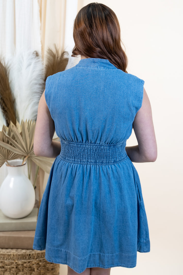"Clean Cut" Dress (Denim)