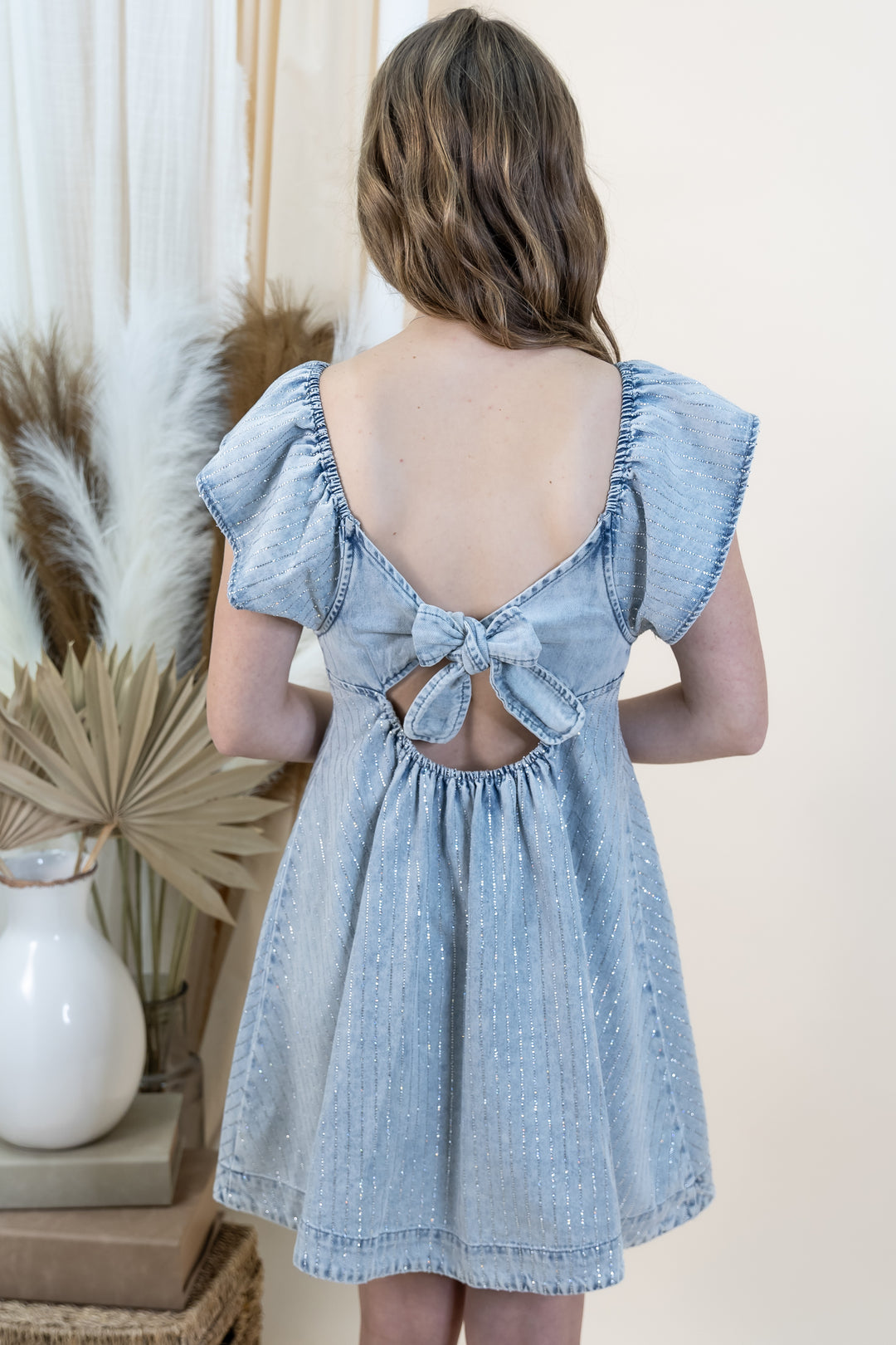 "Giddy Up Glam" Dress (Light Wash)