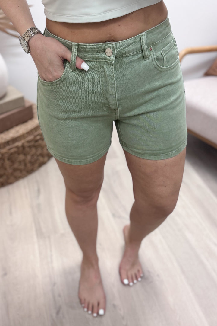 Lily Denim Shorts (Olive)