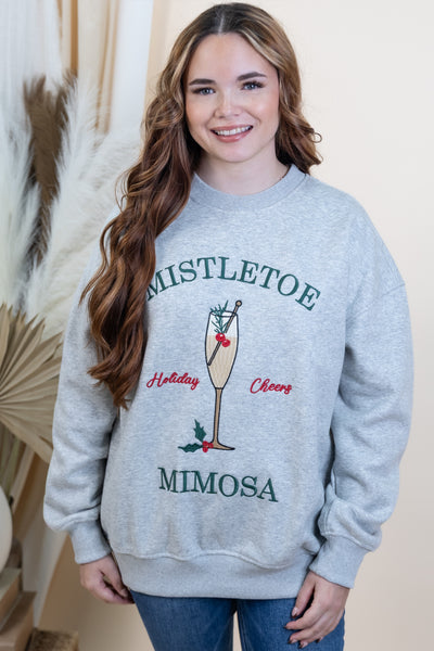 "Mistletoe Mimosa" Sweatshirt (Heather Grey)
